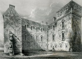 1848年钢版画《纽瓦克城堡内院》28×21厘米（D-24）