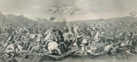 1876年钢版画《君士坦丁之战》 30×21厘米