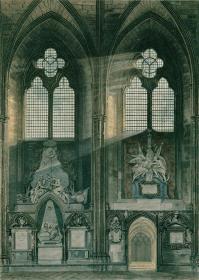 1812年手工上色飞尘铜版画《西敏寺南廊第四、五窗》（32.7×26厘米）