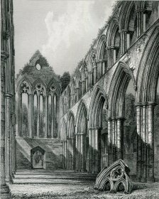 1848年钢版画《邓布兰大教堂正厅》28×21厘米（B-12）