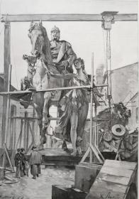 1900年木口木刻版画《威廉一世骑马像》41×28厘米（5）
