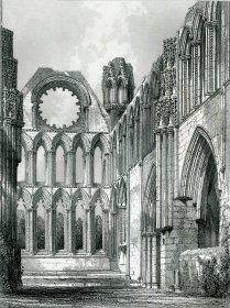 1848年钢版画《埃尔金大教堂唱诗堂内景》28×21厘米（B-39）