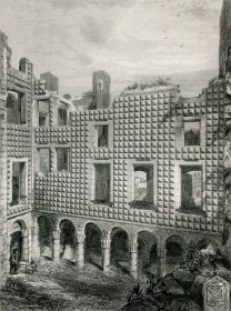 1848年钢版画《克赖顿城堡庭院东侧》28×21厘米（A-50）