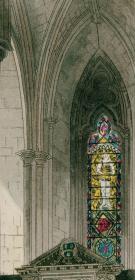1812年手工上色飞尘铜版画《西敏寺西门右侧》（32.7×26厘米）