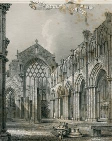 1848年钢版画《荷里路德宫小堂内景》28×21厘米（C-20）
