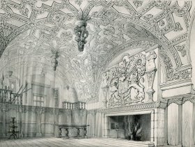 1848年钢版画《克雷格维尔城堡大厅》28×21厘米（A-41）