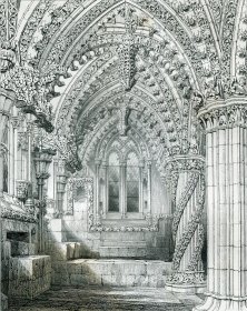 1848年钢版画《罗斯林小教堂东廊》28×21厘米（D-42）