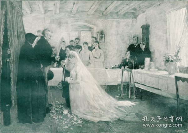 1899年巨幅木口木刻版画《婚礼》57×41厘米（17）