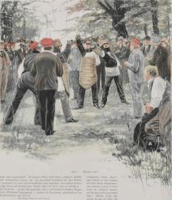 1900年套色木口木刻版画 《停！》 41×28厘米（22）