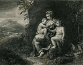 1840年钢版画《慈爱》 27×20厘米