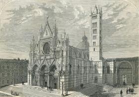 1876年木刻版画《锡耶纳大教堂》 30×21厘米