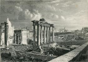 1876年木刻版画《古罗马广场》 30×21厘米