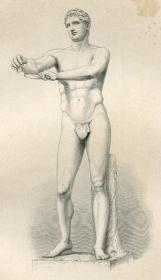 1876年钢版画 《运动员》 30×21厘米
