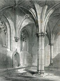 1848年钢版画《克罗斯雷古尔修道院诵经室》28×21厘米（A-55）