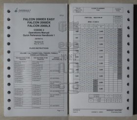 DASSAULT FALCON 2000EX EASY FALCON 2000DX FALCON 2000LX CODDE3 Operations Manual Quick Reference Handbook 1 Revision 22达索猎鹰操作手册快速参考手册 修订22版（24051207）