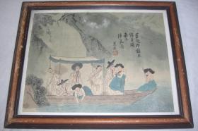 朝鲜古代市井风俗画（作品尺寸：24CM*19CM，木框尺寸：30CM*24CM）