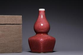 旧藏:单色釉祭红葫芦瓶