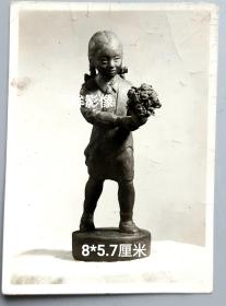 50年代橡皮泥雕塑作品老照片，有题赠