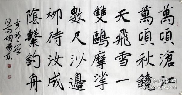 【保真】胡荣东，中国书法家协会会员，盐城市文联委员，盐城市鹿鸣书社社长，盐城市书法家协会理事，盐都区书法家协会副主席 。四尺整纸 诗一首 编号 4430
