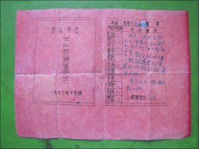 1977年银山学校学生成绩通知书