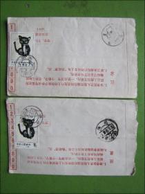 实寄封：贴T.86.（4-3）小猫咪.邮票.2张