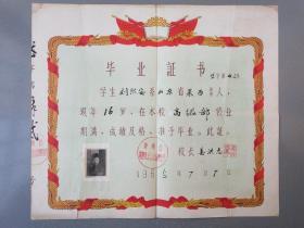 1964年.山东莱西县院里人民公社舒墅小学.毕业证书.