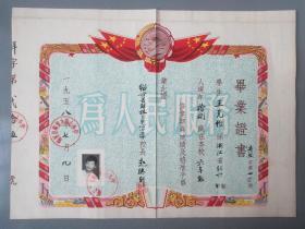 1958年绍兴县解放乡中心小学毕业证书.