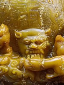 田黄石狮子摆件