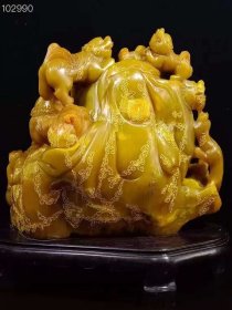 田黄石狮子摆件