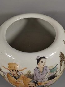 浅降彩八仙祝寿卷缸