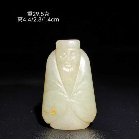 和田玉寿星鼻烟壶。