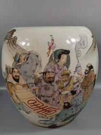 浅降彩八仙祝寿卷缸