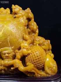 田黄石狮子摆件