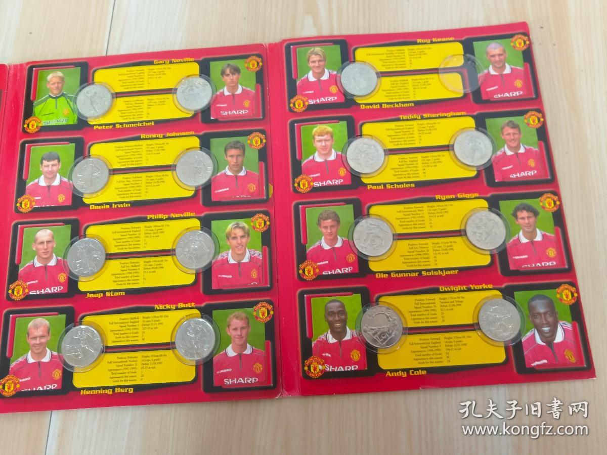 曼联三冠王官方纪念币套装：MANCHESTER UNITED THE OFFICIAL 1998-1999 MEDALLION COLLECTION   共16枚