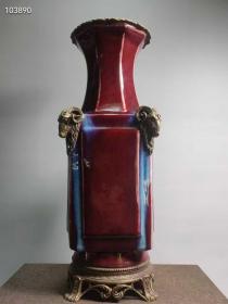 清代康熙年制回流窑变釉赏瓶，高43.2cm宽16.2cm