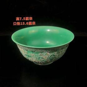 大清雍正年制单色釉碗，做工精细，保存完整，尺寸如图，喜欢的联系