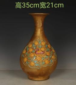 元代鎏金刻瓷赏瓶