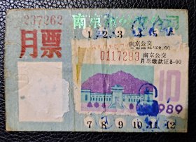 南京市公交公司月票 1989年