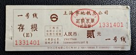 上海市地铁总公司定额发票 试运营 1号线车票 一号线 贰元 36枚合售