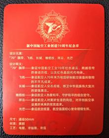 新中国航空工业创建70周年纪念章 带原盒