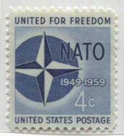 美国1959年北大西洋公约组织10周年纪念