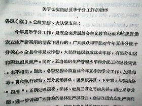 （1964年）河南省卢氏县：《关于切实做好夏季预分工作的指示》