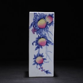 青花绘祝寿纹四方瓶 高38厘米宽14.5厘米