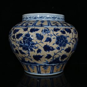 元青花裸胎凤戏牡丹罐27×30cm