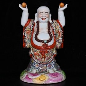 民国曾龙升珐琅彩佛（28×17.5cm）
