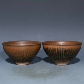 建窑兔毫盏，高7cm直径13cm