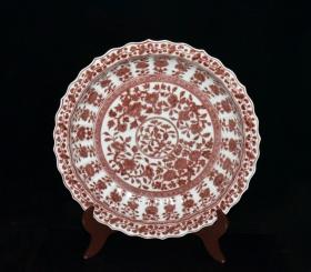 明釉里红花卉盘【7x46.6cm】
