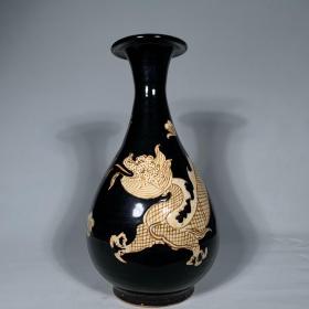 宋吉州窑刻龙纹玉壶春瓶，高31直径16cm