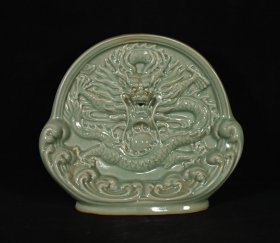 汝窑龙壁摆件y，高14×28.5厘米