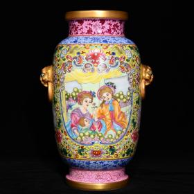 乾隆珐琅彩西洋人物纹灯笼瓶，高31.5cm直径21cm